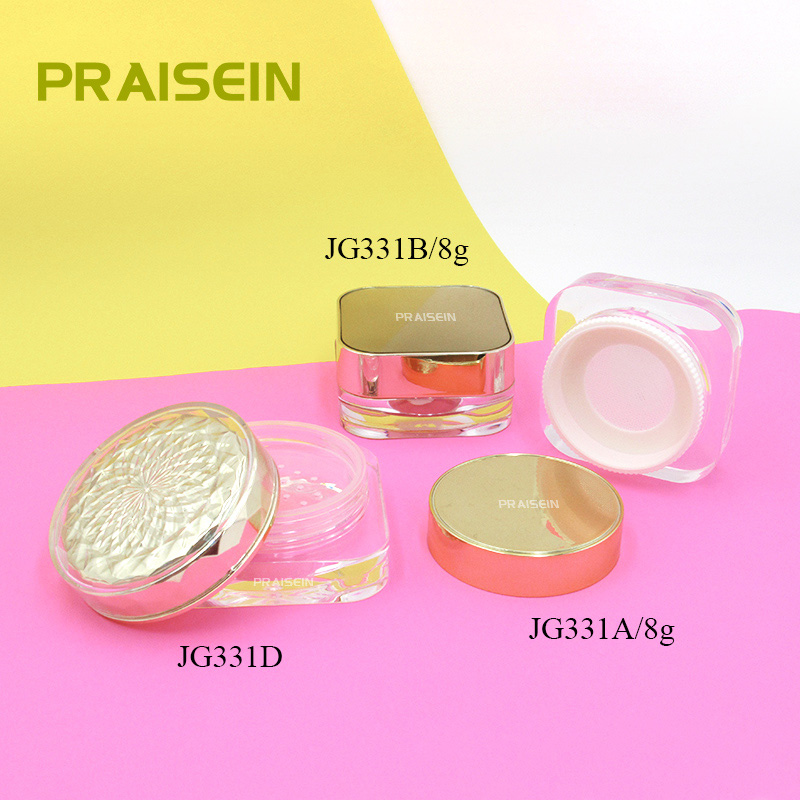 8g Square plastic cosmetic loose powder case container custom logo