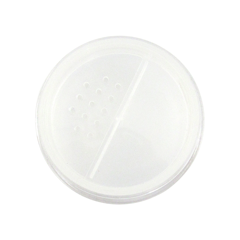 Factory manufactures wholesale cosmetics round empty clear loose powder case, plastic powder container with rotary mesh screen