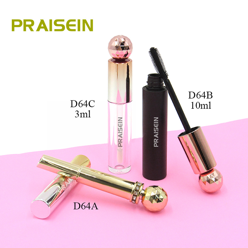 New cosmetics packaging wholesale 10ml Plastic mascara tube with rotary brush elegant round empty lipstick tube custom label