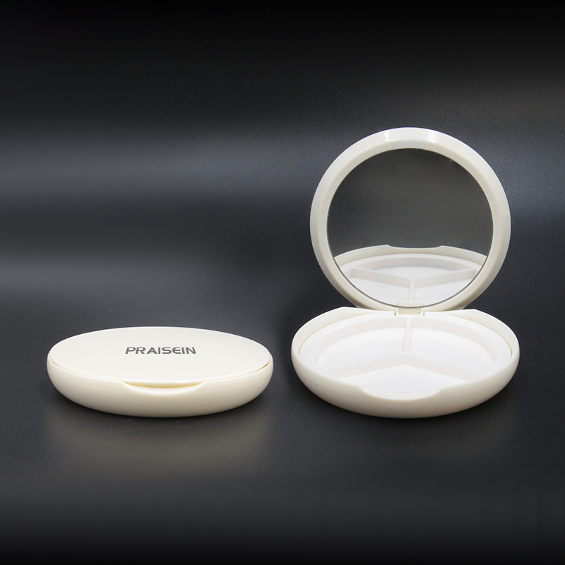 Production of magnetic adsorption cosmetic powder compact with mirror circular plastic eye shadow case