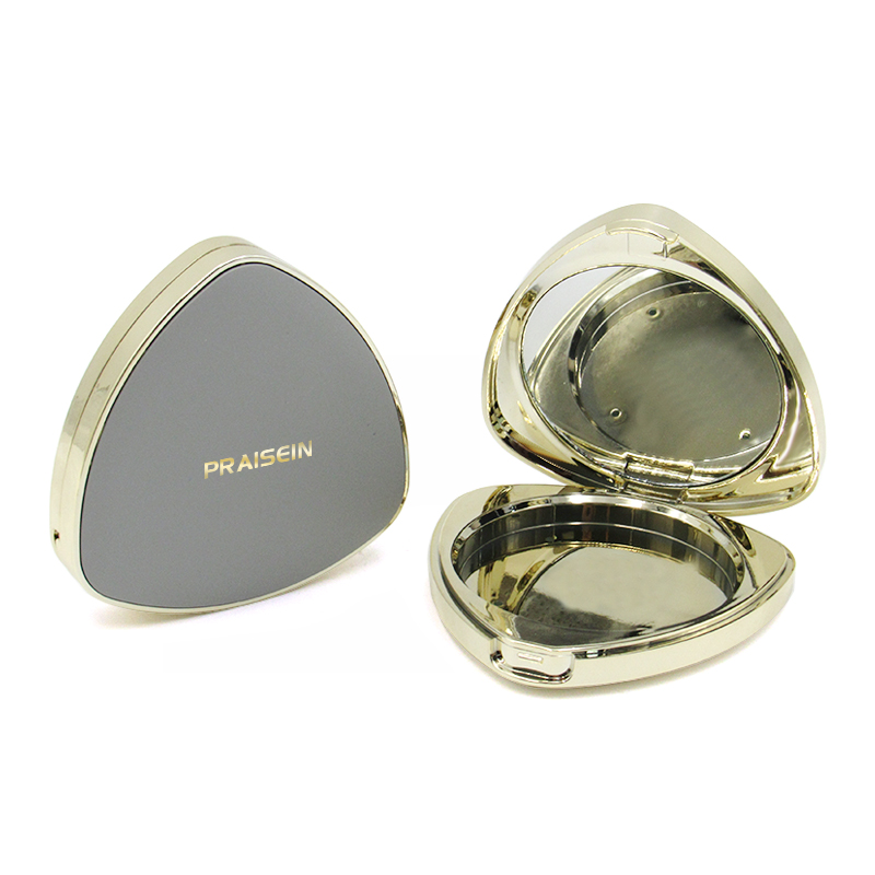 Triangular powder compact case with custom logo white empty plastic 4 color eye shadow empty case packaging