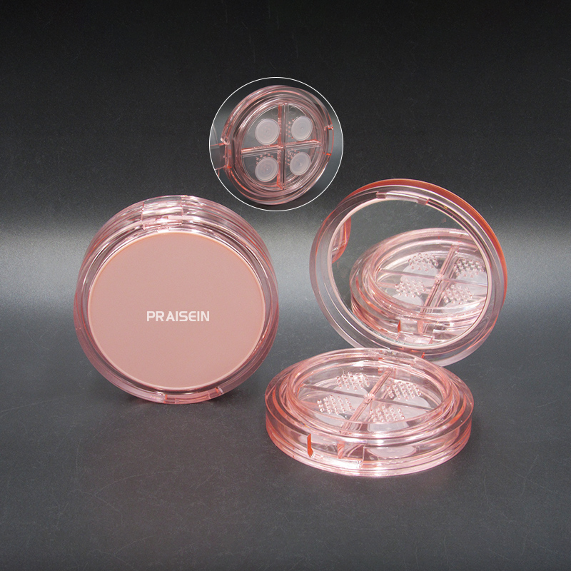 Manufacturer customizes 4-color loose powder packaging plastic round pink Setting powder case