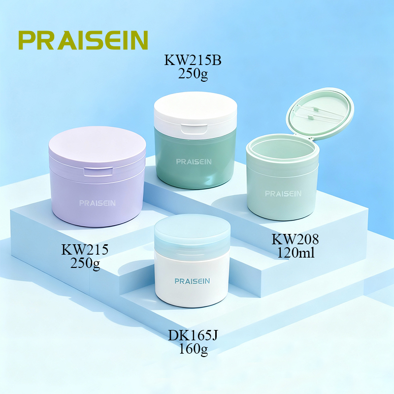 Eco-friendly cosmetic plastic jar 120ml 250g round eye mask jar toner cotton pad jar with clip