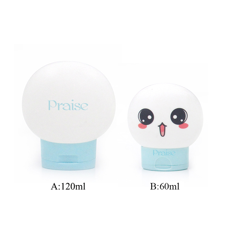 Optional 60ml/120ml Winter Portable Children's cartoon hand cream bottle container custom clamshell plastic extrusion bottle