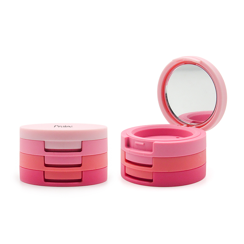 Cosmetic round multicolor empty eye shadow blush plastic palette case packaging with magnetic Free combination layer