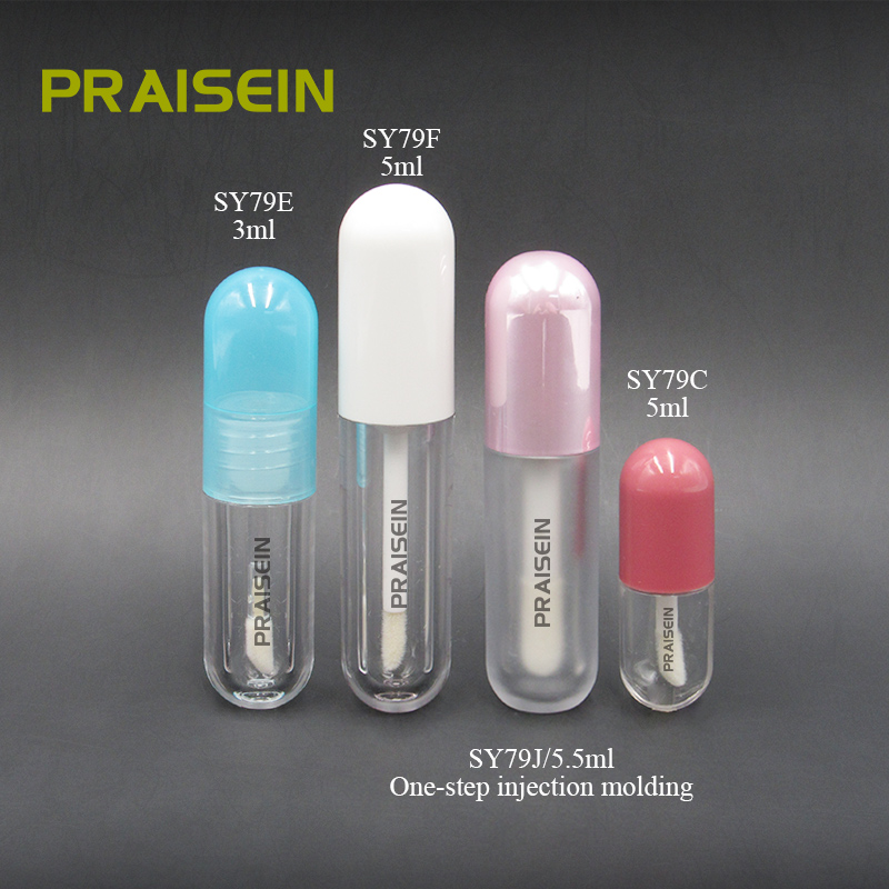 3ml 5ml Round Empty clear Lip Gloss Container Tube Capsule Shaped Cosmetic Lip Gloss Tube Plastic Packaging Factory Customized