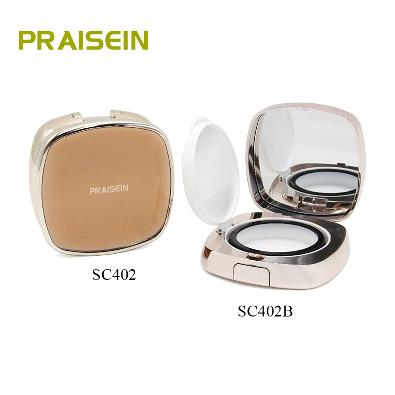 Factory price wholesale square air cushion box with mirror gold cosmetic plastic air cushion foundation case